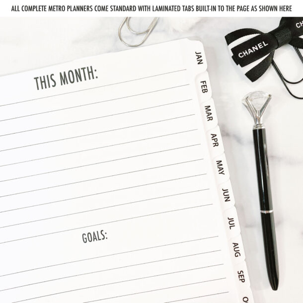 Complete Metro Laminated planner tabs example picture