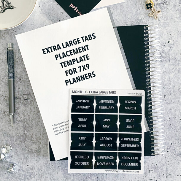 Extra large planner tabs with placement template