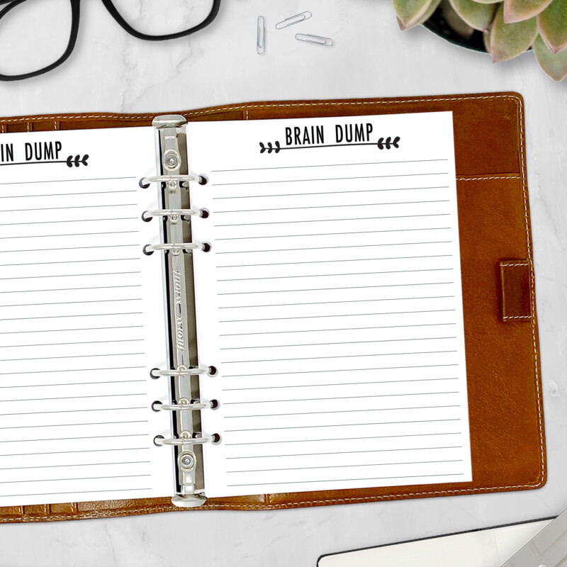 Lined planner insert page with simple layout for mental organization