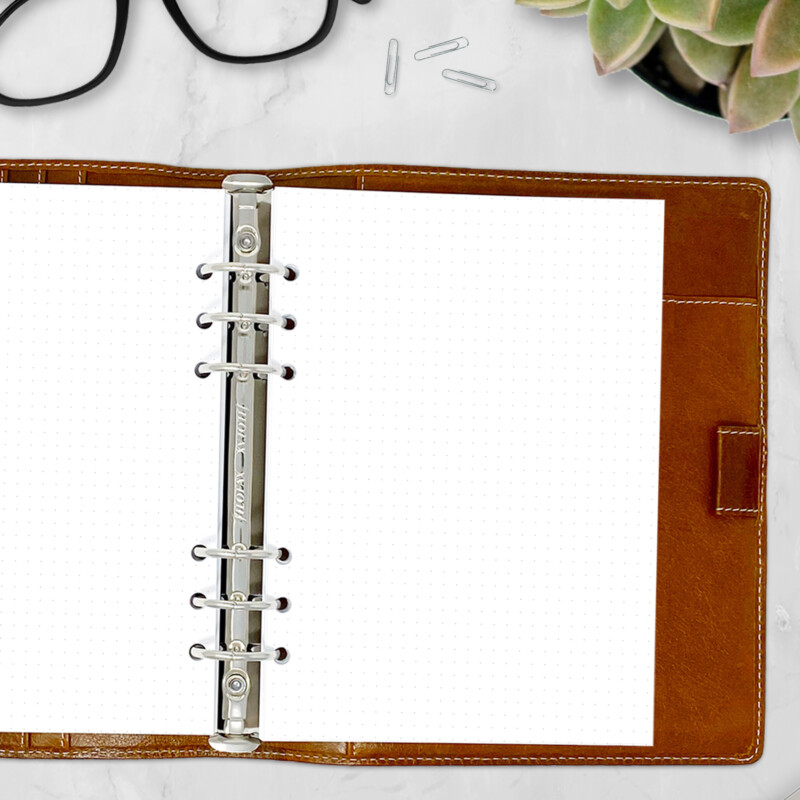 CityGirl Planners A5 size planner insert – Dot Grid, right-hand page view