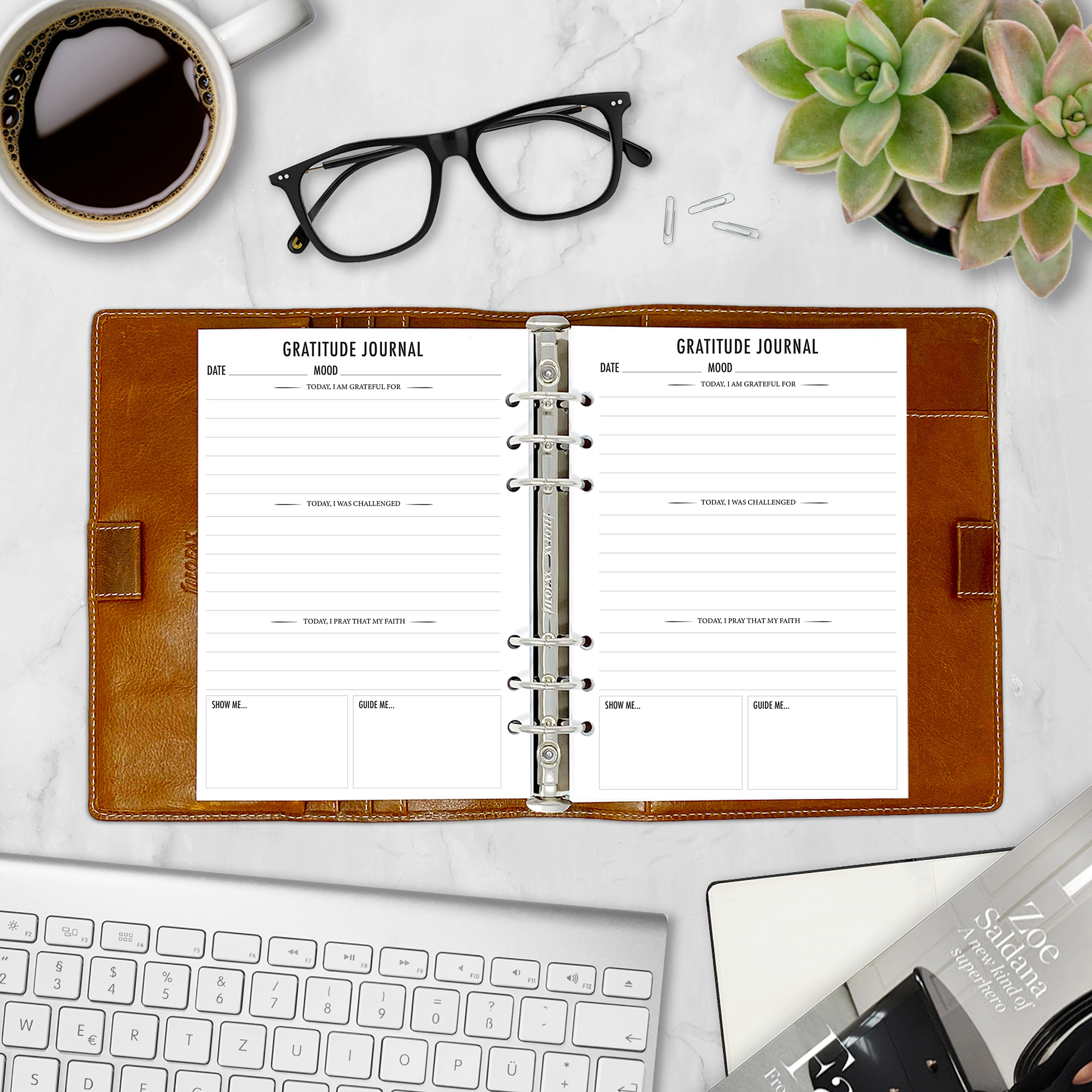 A5 planner refill for tracking daily thankfulness and reflection