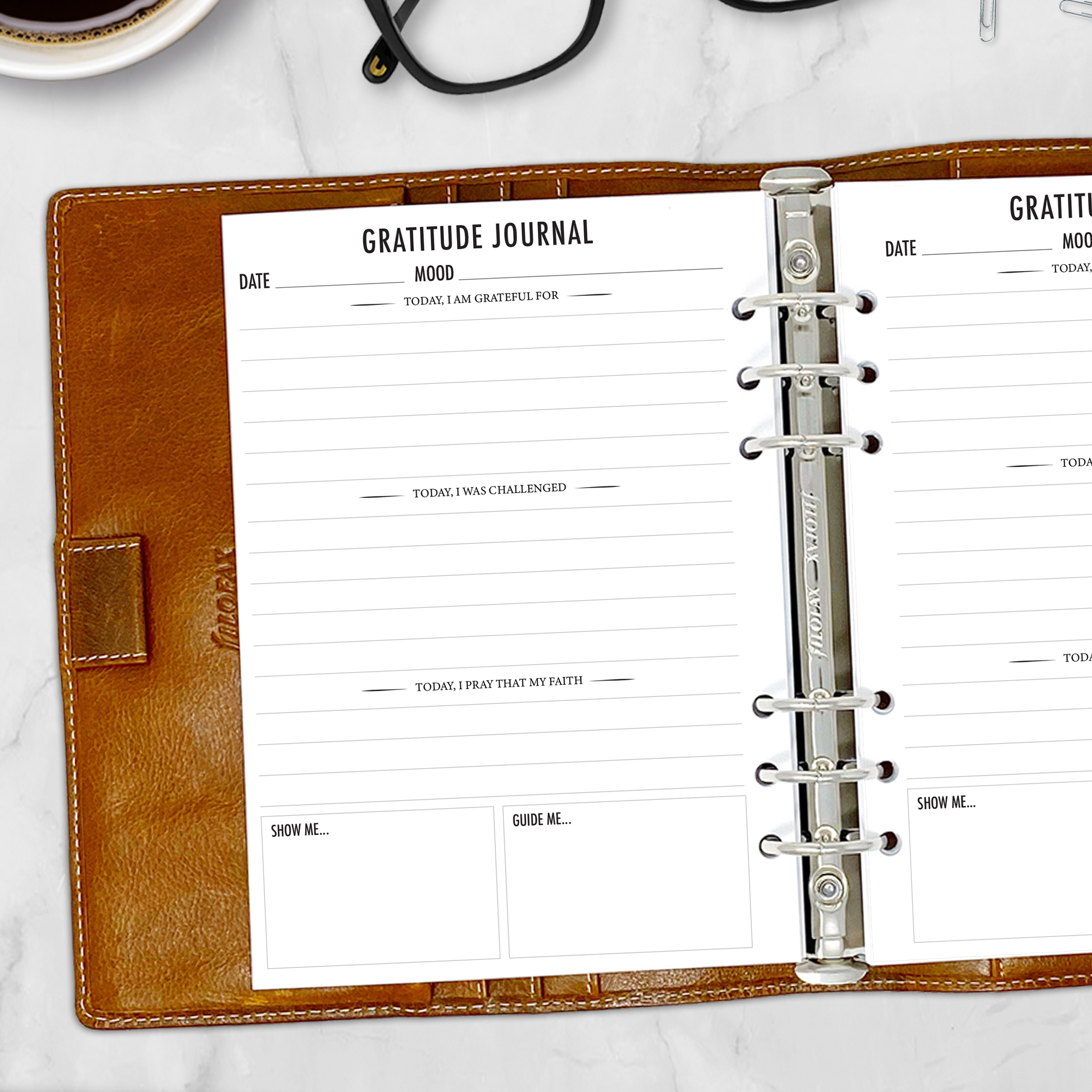 A5 planner refill for tracking daily thankfulness and reflection