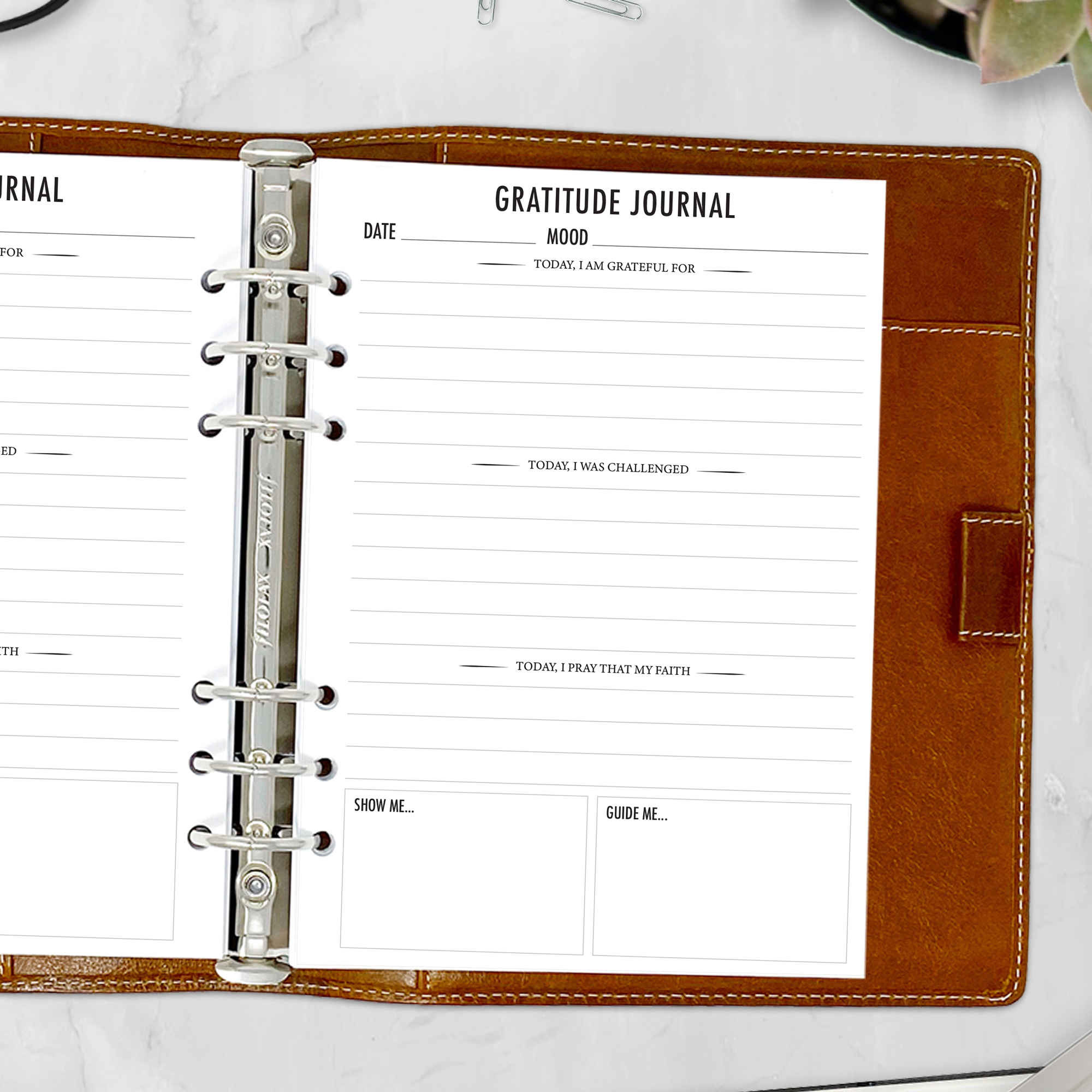 A5 planner refill for tracking daily thankfulness and reflection