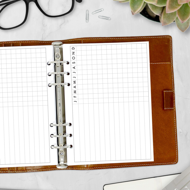 A5 planner page for tracking recurring tasks