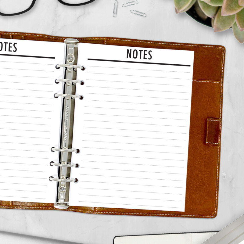 A5 planner refill with classic lined layout