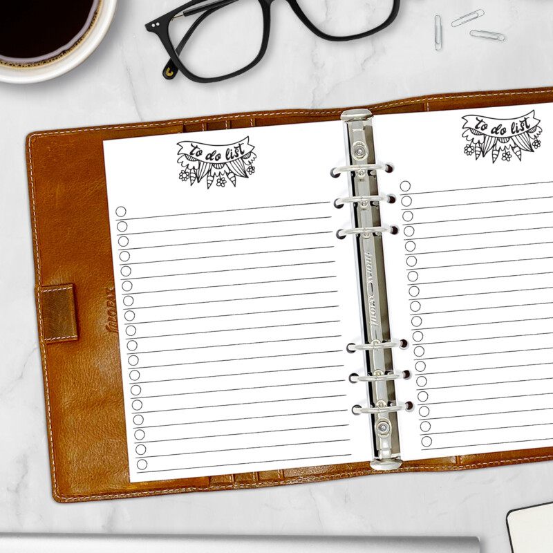 A5 retro checklist page with fun to-do layout