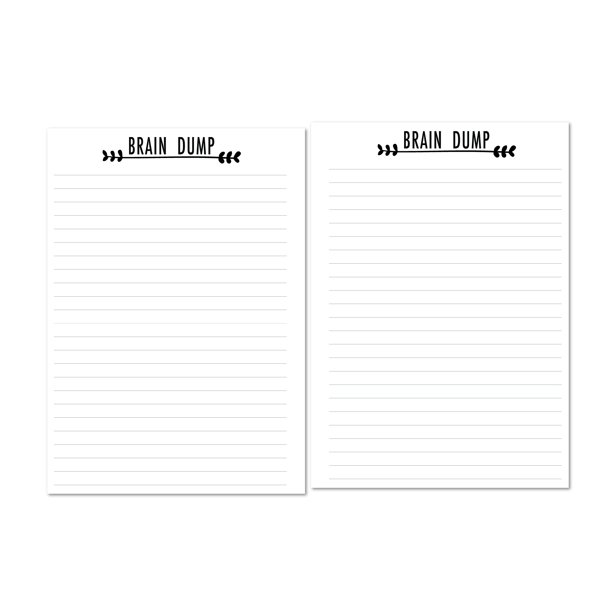 Brain Dump note sheets