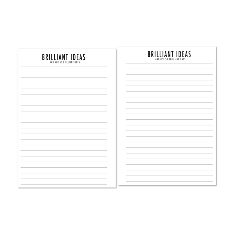 Brilliant Ideas planner insert with lined pages for thoughts and creativity