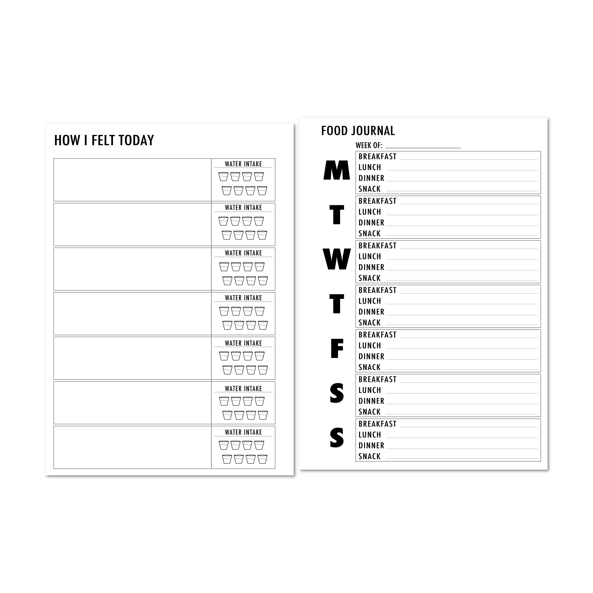 Food Journal Planner Insert with daily meal and mood tracking