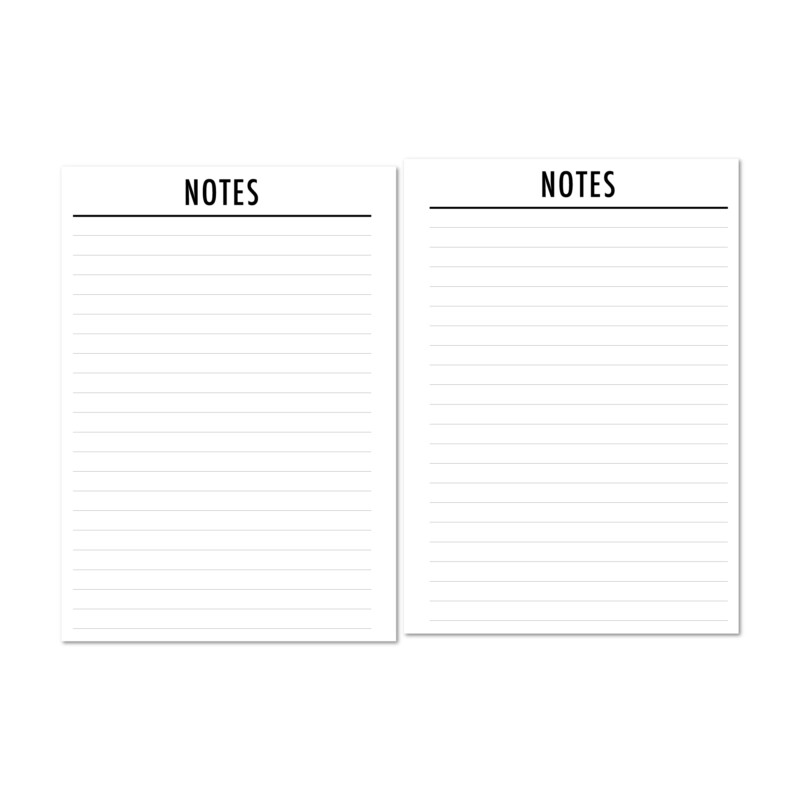 Lined notes planner insert for writing and lists