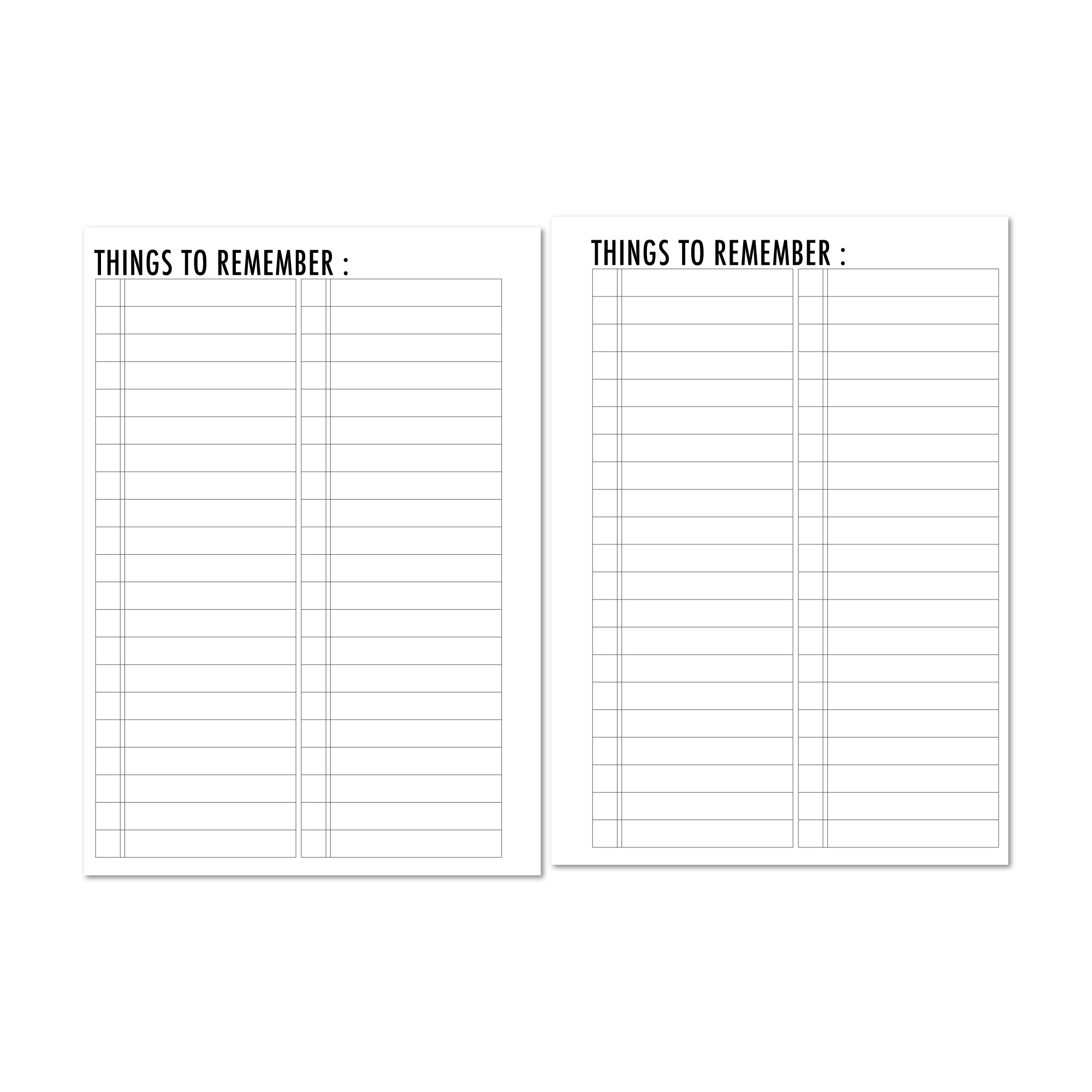 Things to Remember checklist