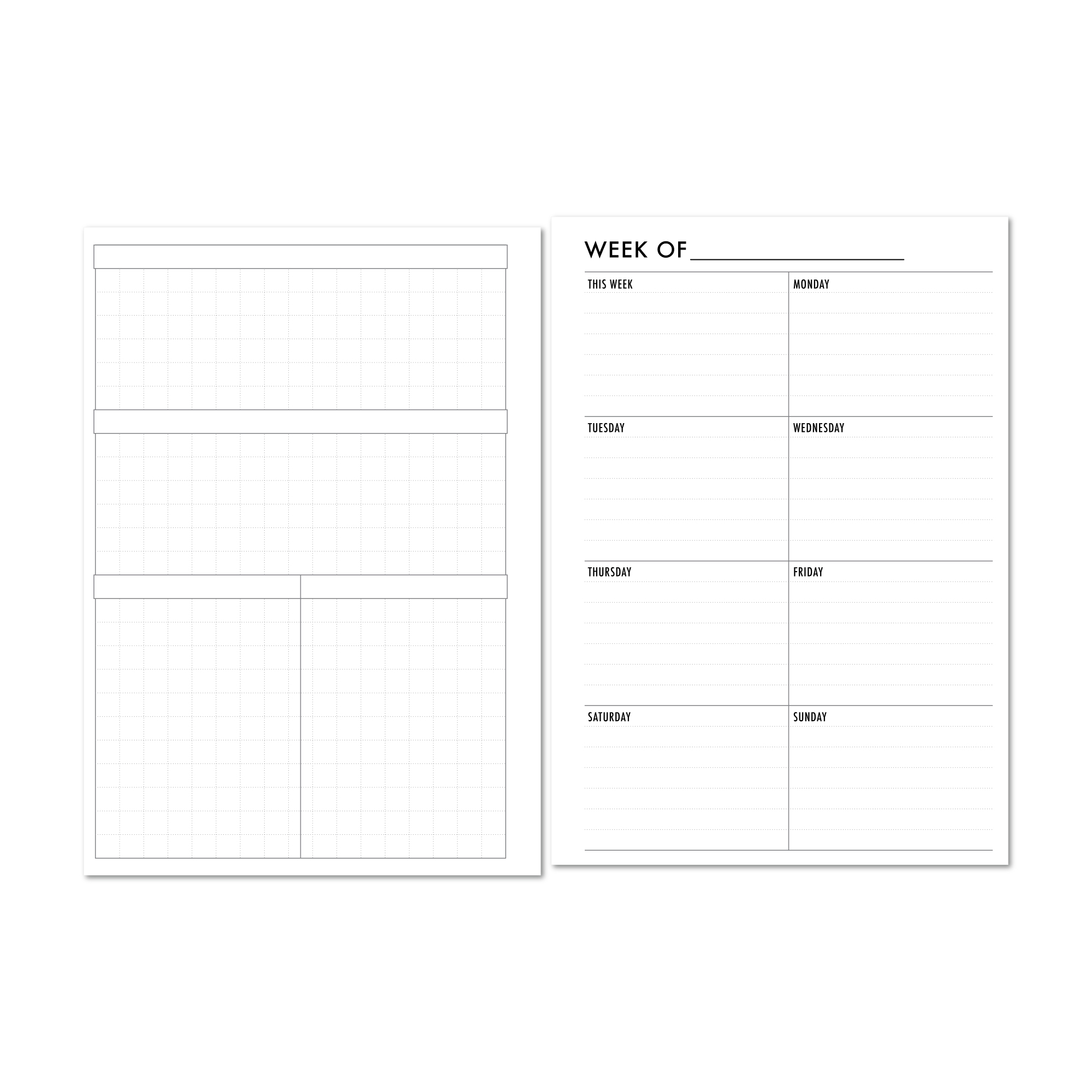 Weekly Vertical on 1 Page with grid and blank headers