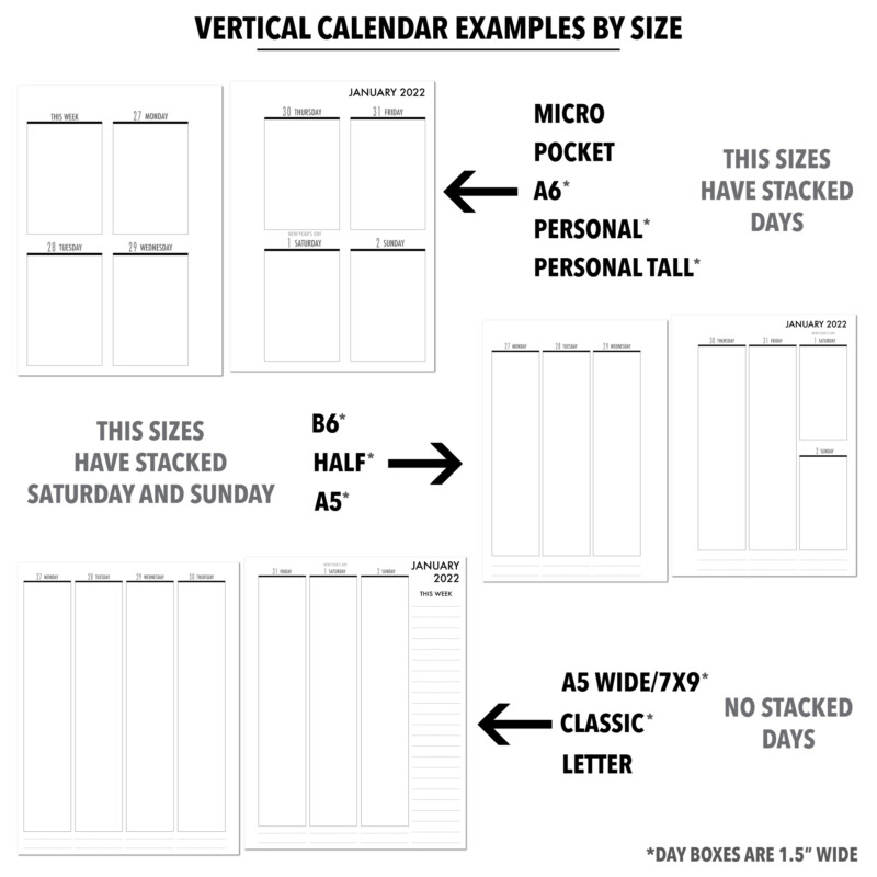 Weekly horizontal 2022 size differences