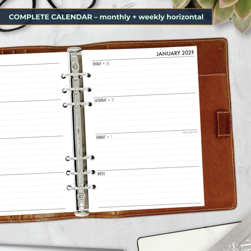 Weekly Horizontal + Monthly Planner Insert
