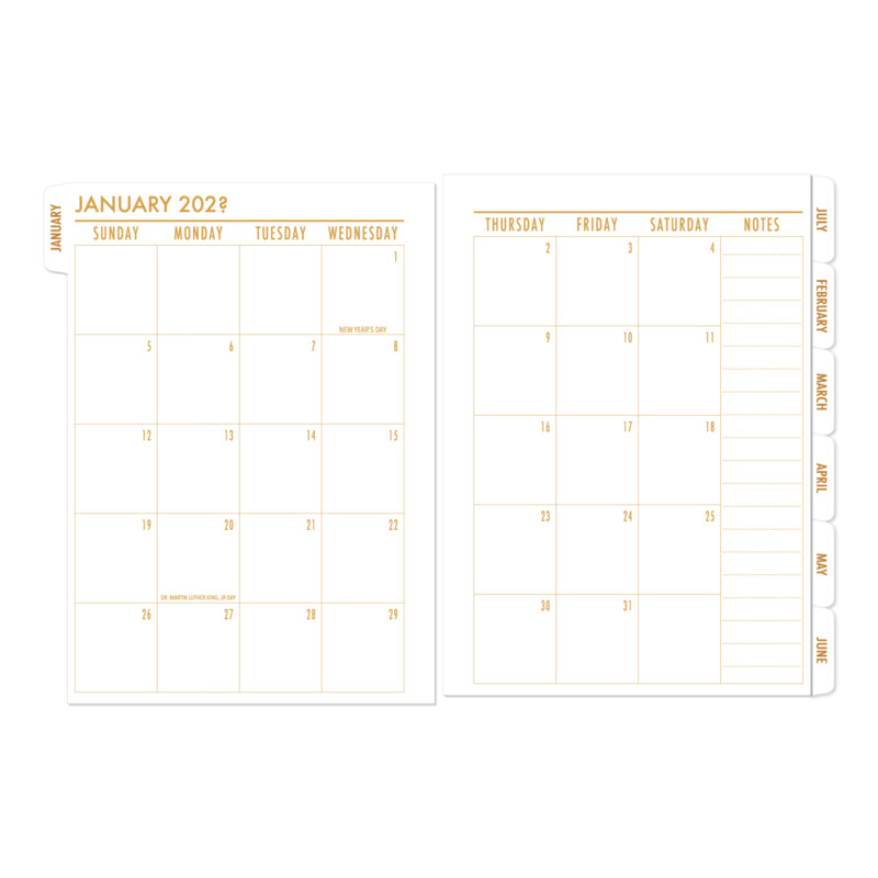 Month on 2 Pages Tabbed Refill – FOILED VERSION