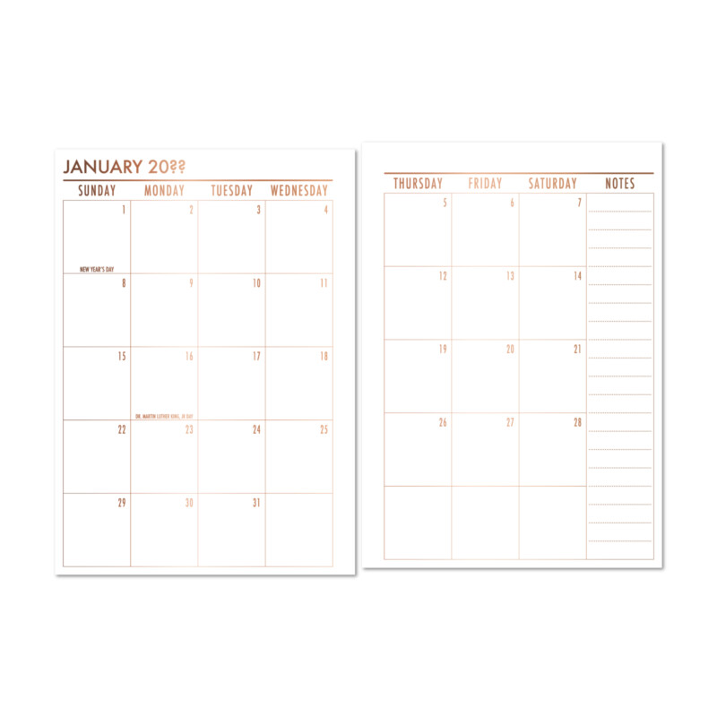Month on 2 Pages Refill – FOILED VERSION