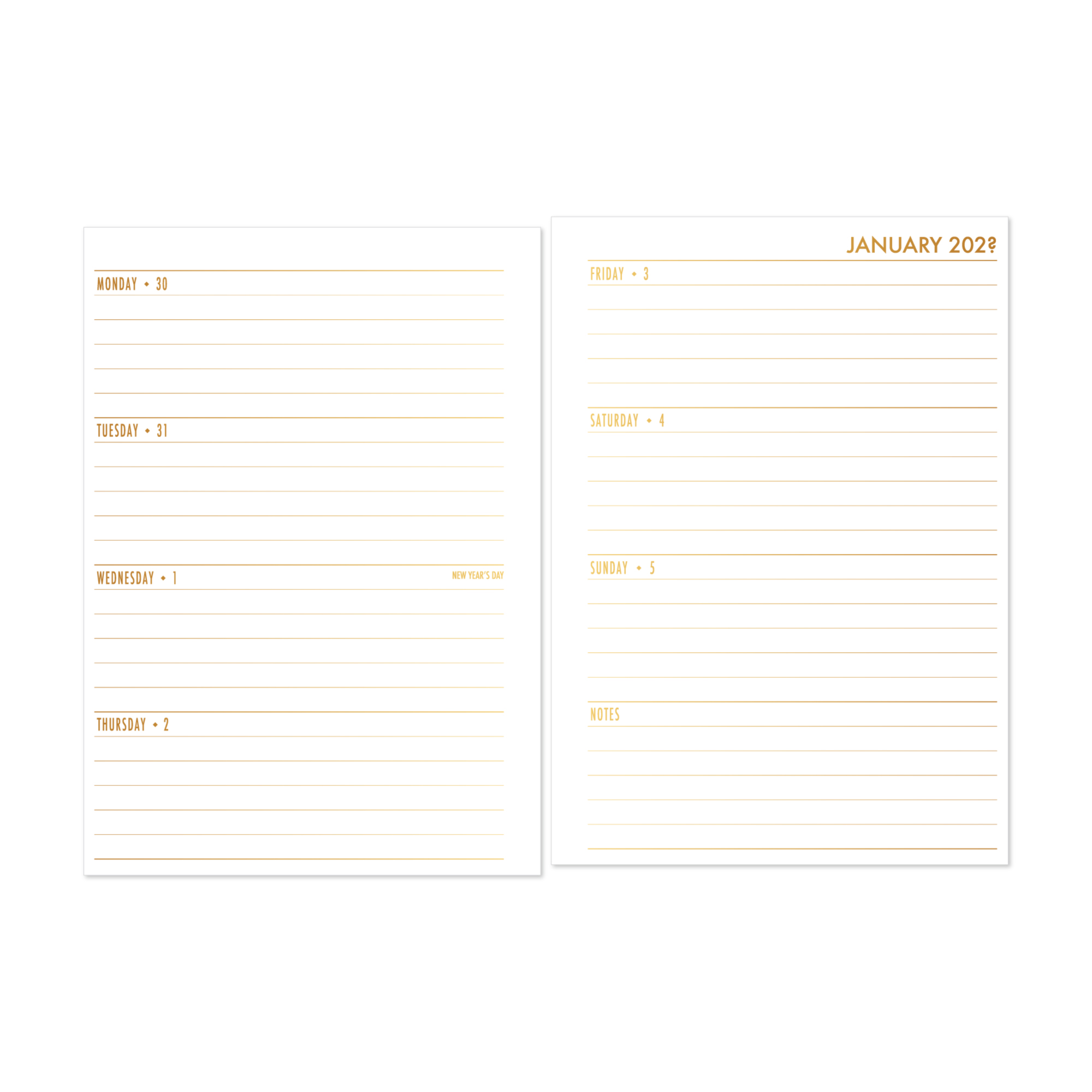 2024 WEEKLY Planner Insert Dated WO2P Horizontal Lined