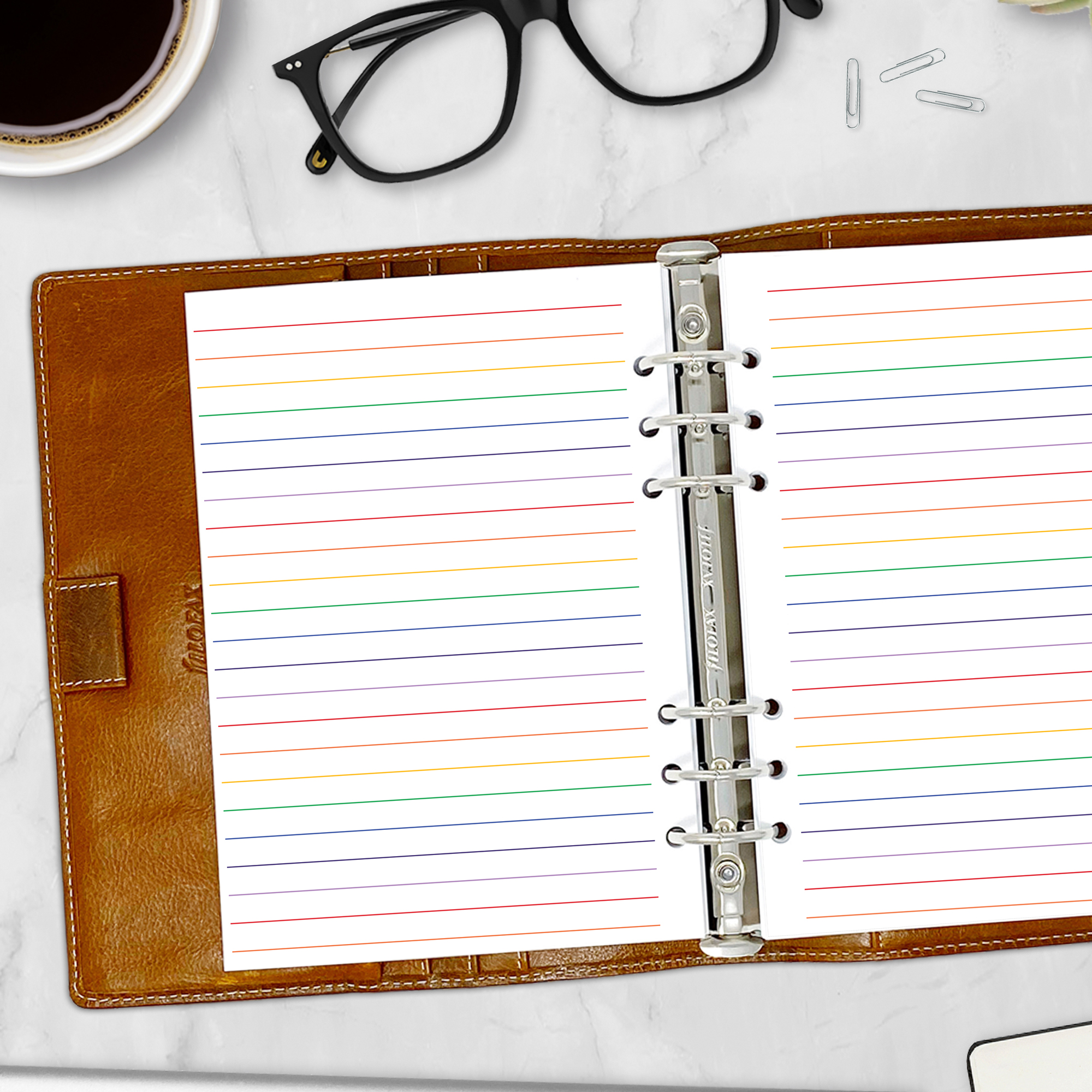 A5 rainbow planner pages for colorful notes and journaling