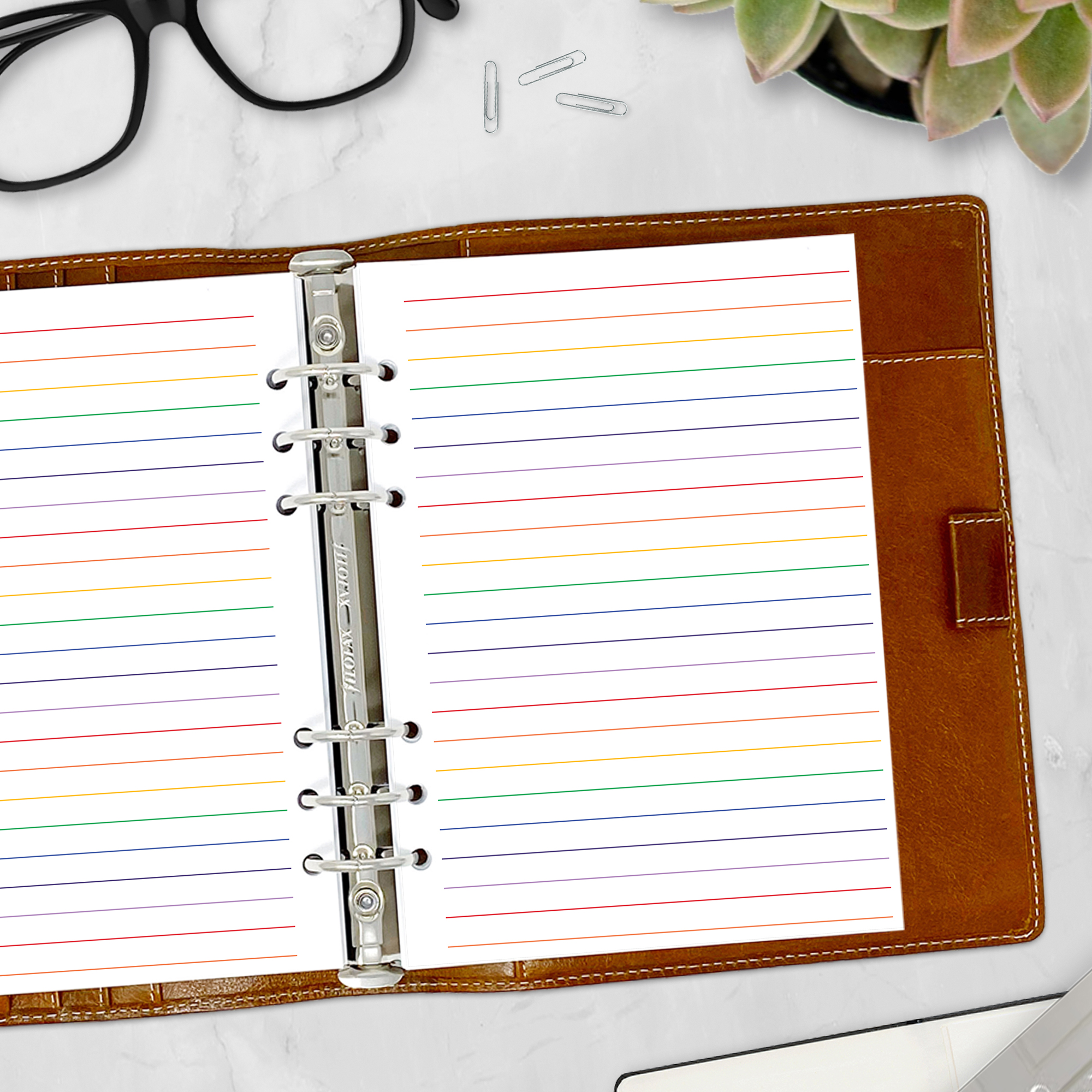 A5 rainbow planner pages for colorful notes and journaling
