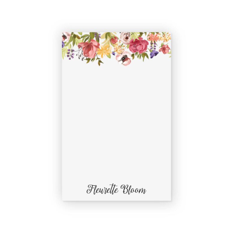Personalized Blooms of Grace floral notepad with watercolor roses and script name from CityGirl Planner
