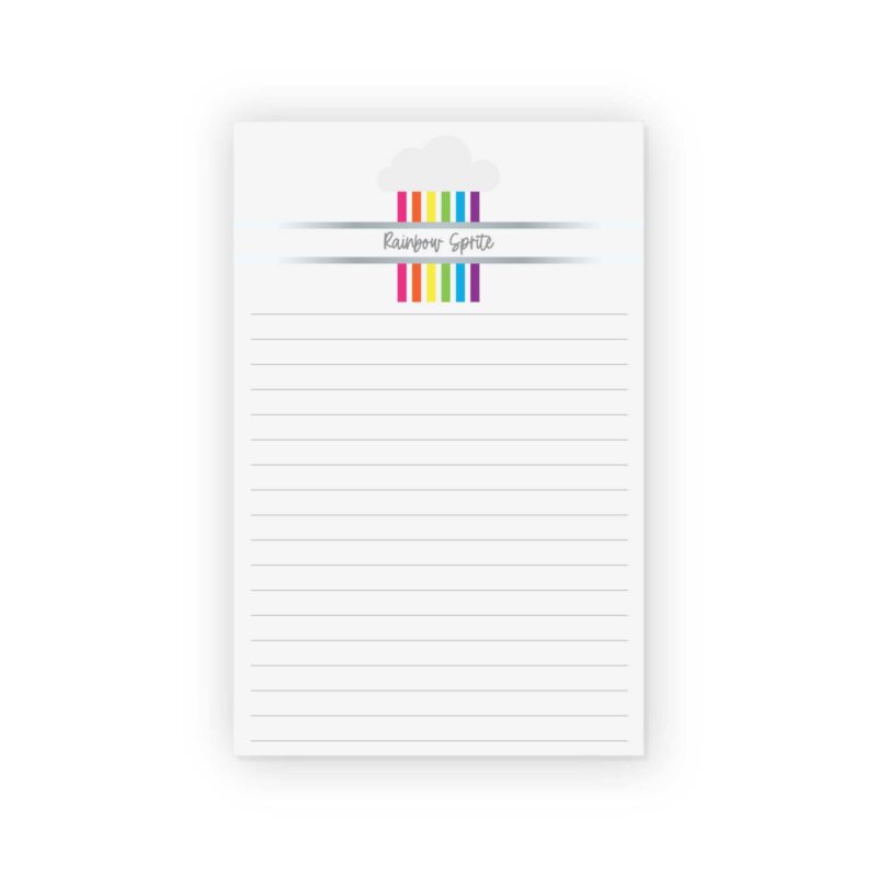 Personalized Silver Lining notepad with rainbow stripes, cloud design, and lined pages from CityGirl Planners