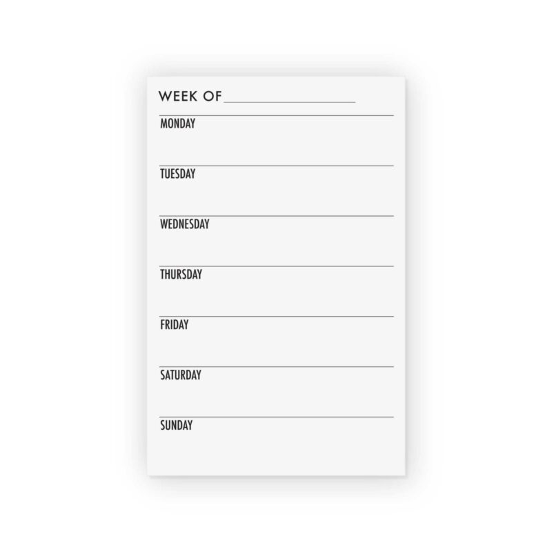 Undated weekly planner notepad with minimalist horizontal layout from CityGirl Planners