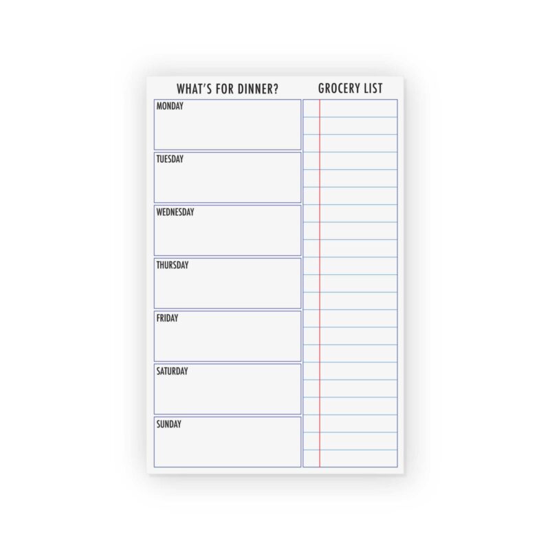 What's For Dinner weekly meal planner notepad with daily dinner sections and grocery list from CityGirl Planners