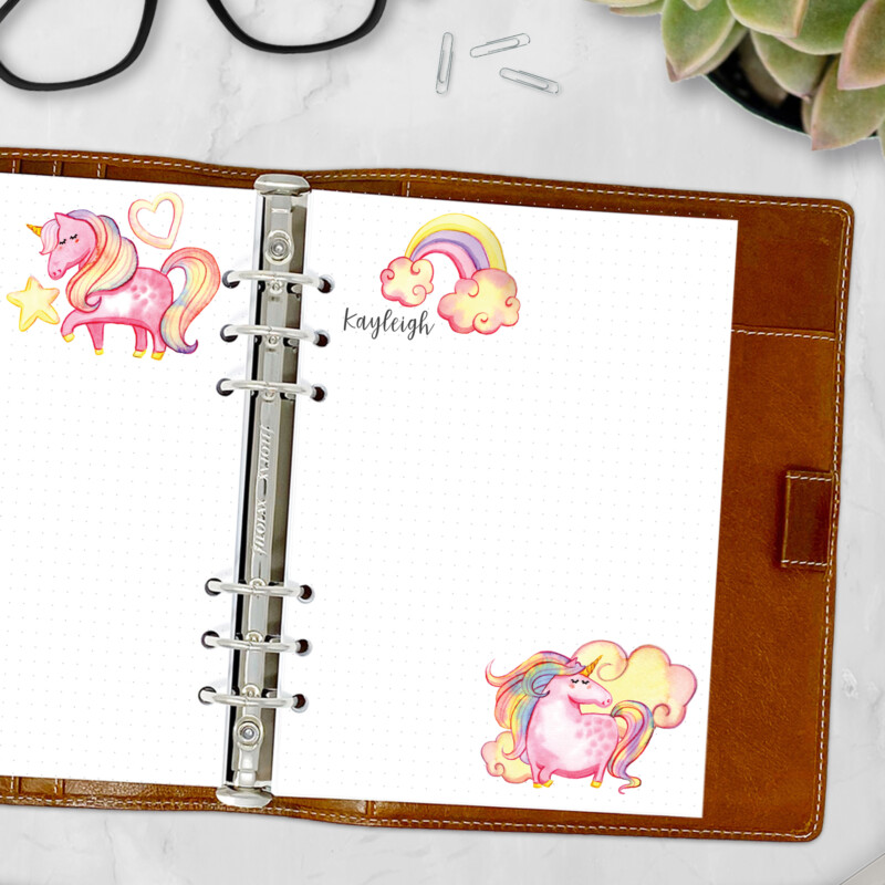 A5 custom name planner refill with colorful design