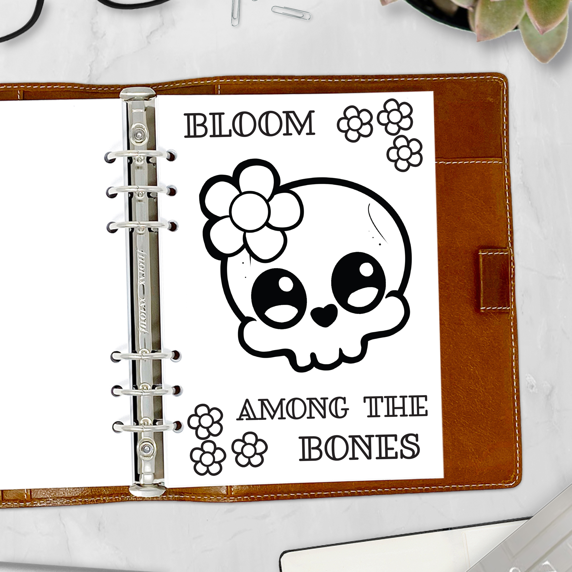 A5 coloring refill with whimsical spooky art