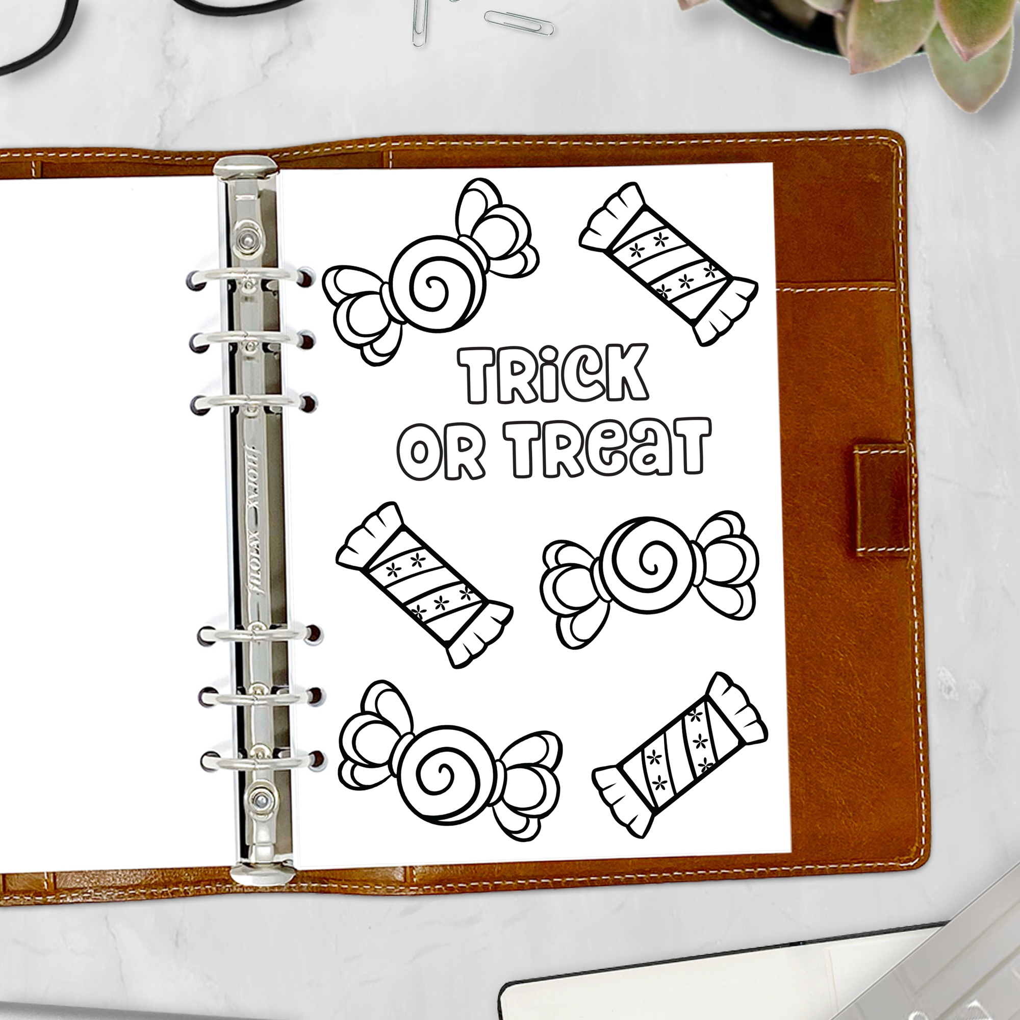 A5 coloring refill with whimsical spooky art