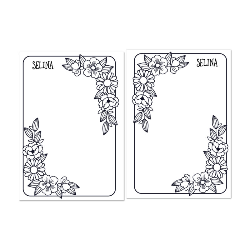 Personalized planner insert with floral corner border and custom name