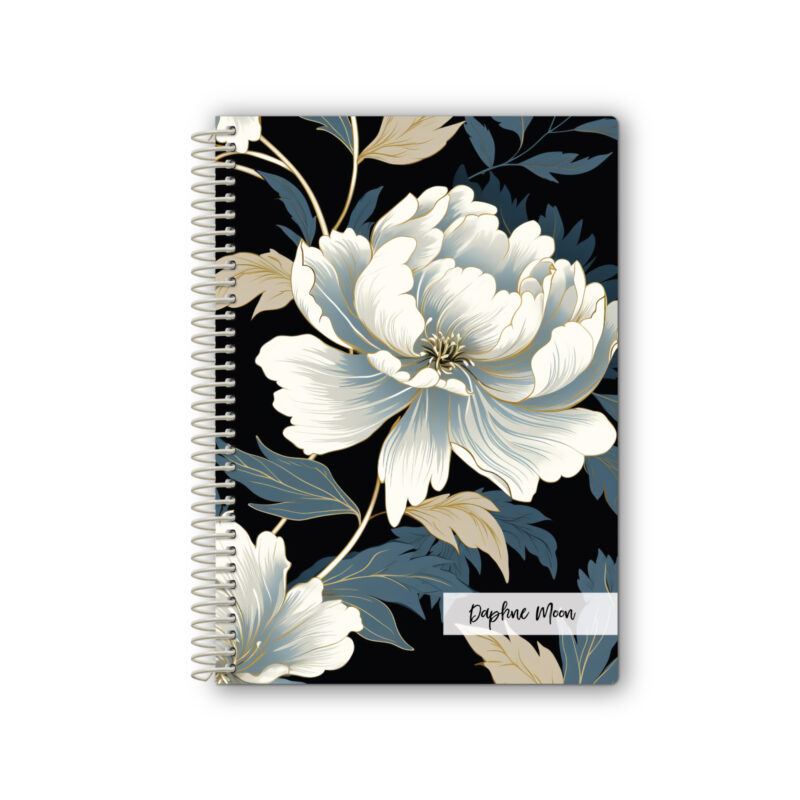 6x8 Spiral Notebook Midnight Bloom