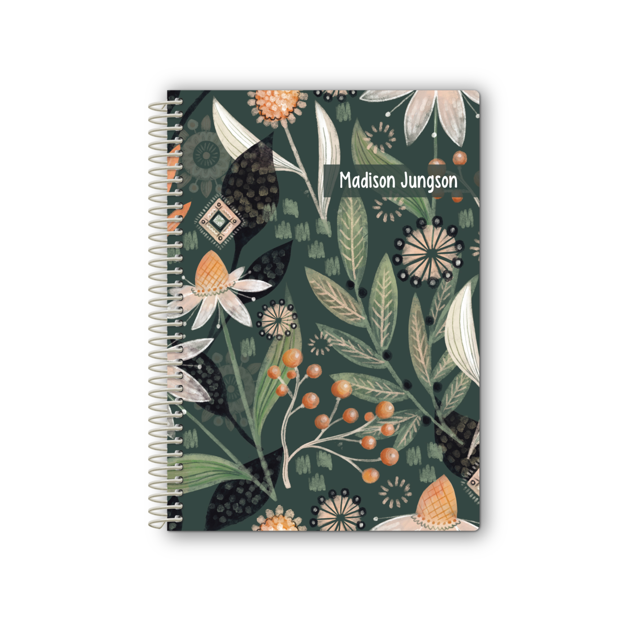 6x8 Spiral Notebook Night Garden