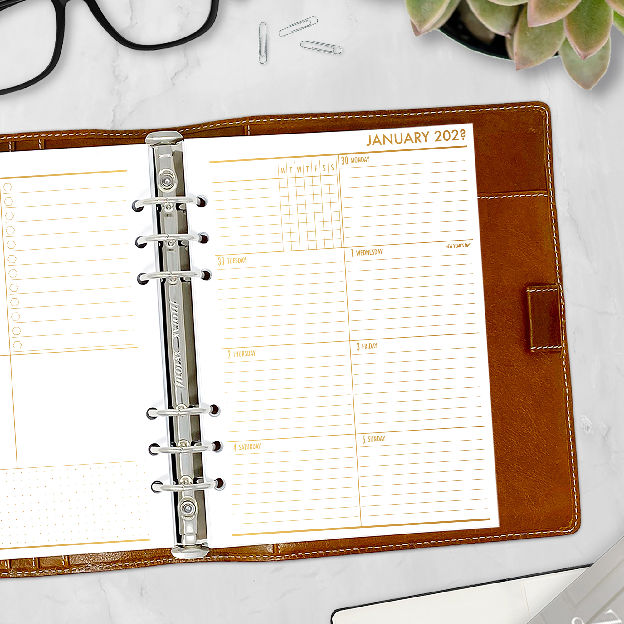 Weekly One Page + Monthly Planner Insert - Ember Kiss Gradient (Complete Layout) - Image 5