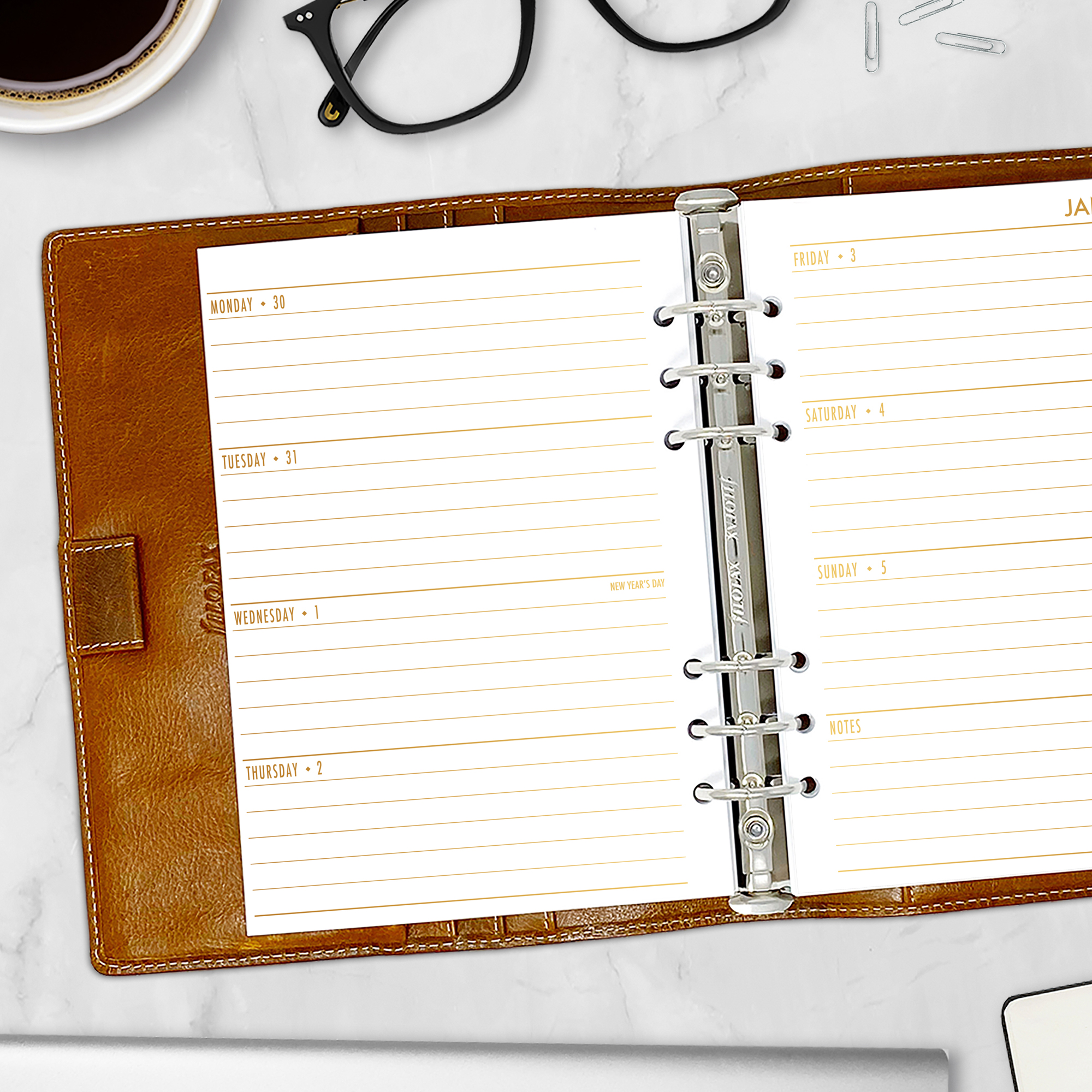 Week on 2 Pages Horizontal Planner Insert - Gold Luxe Gradient - Image 3