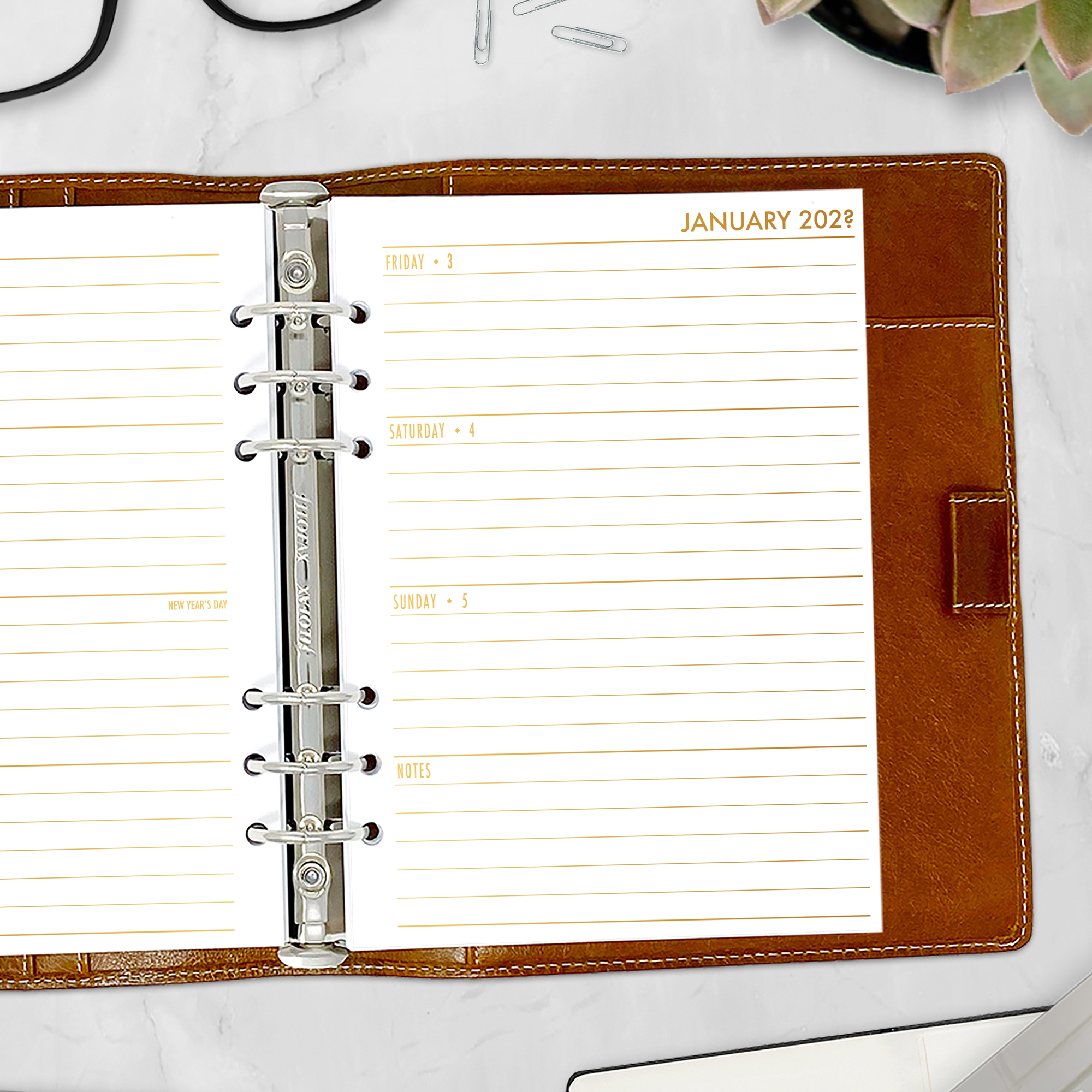 Weekly Horizontal + Monthly Planner Insert - Gold Luxe Gradient (Complete Layout) - Image 4