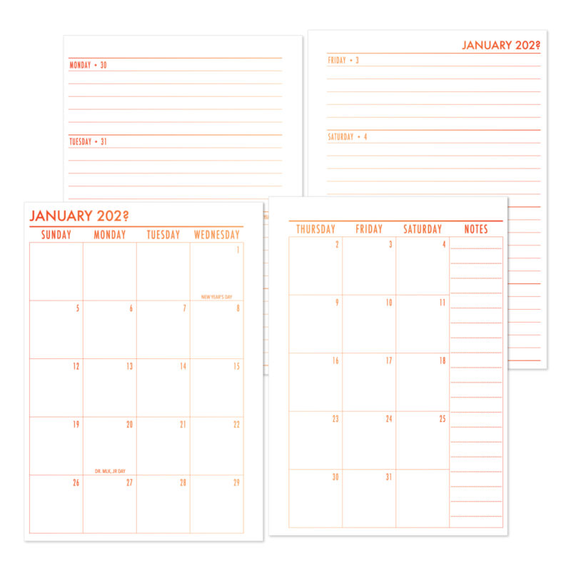 Weekly Horizontal + Monthly Planner Insert - Ember Kiss Gradient (Complete Layout)
