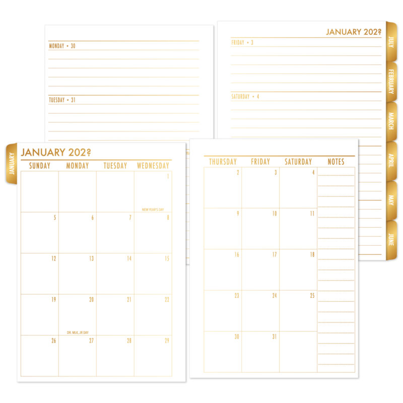 Weekly Horizontal + Monthly Tabbed Planner Insert - Gold Luxe Gradient (Complete Layout)