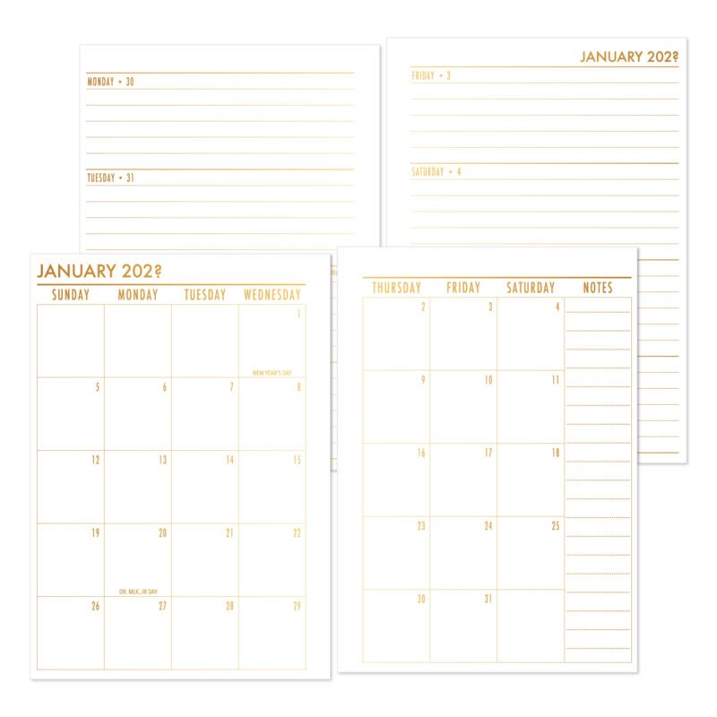 Weekly Horizontal + Monthly Planner Insert - Gold Luxe Gradient (Complete Layout)