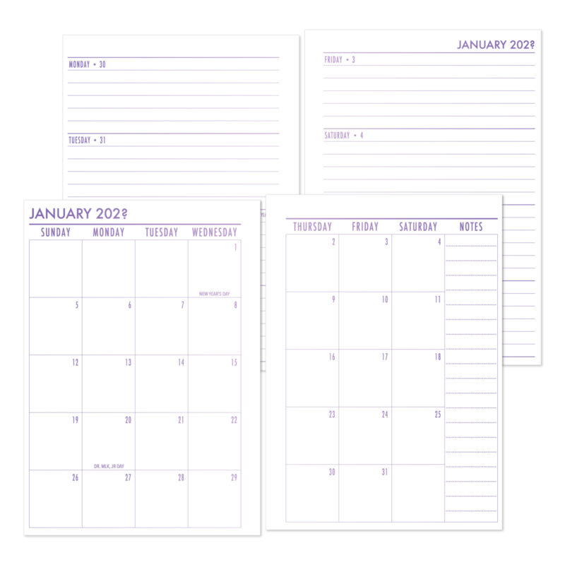 Weekly Horizontal + Monthly Planner Insert - Lilac Hex Gradient (Complete Layout)