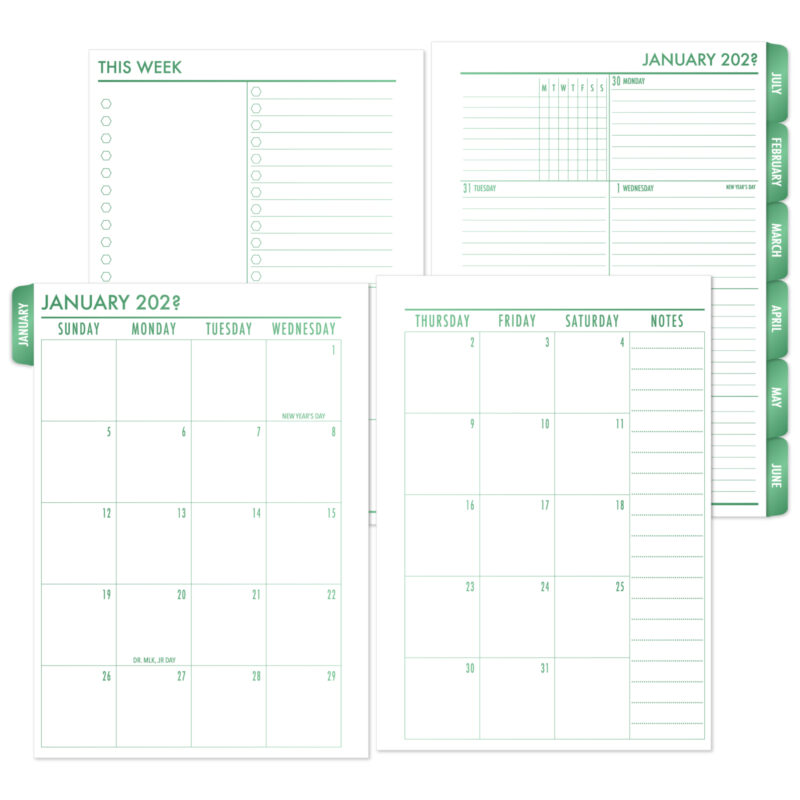 Weekly One Page + Monthly Tabbed Planner Insert - Fae Grove Gradient (Complete Layout)