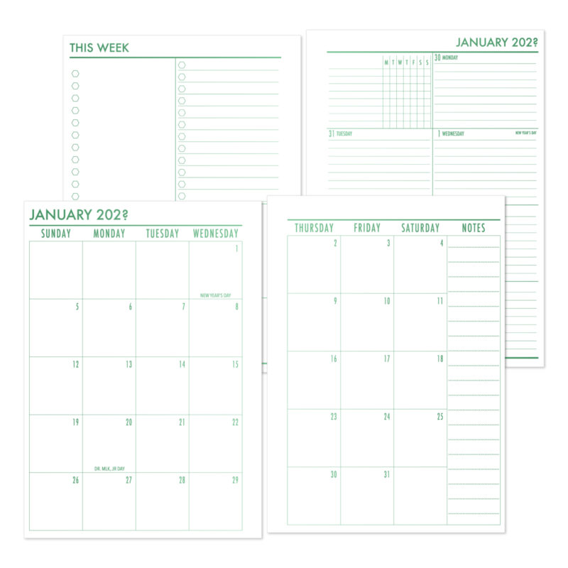 Weekly One Page + Monthly Planner Insert - Fae Grove Gradient (Complete Layout)