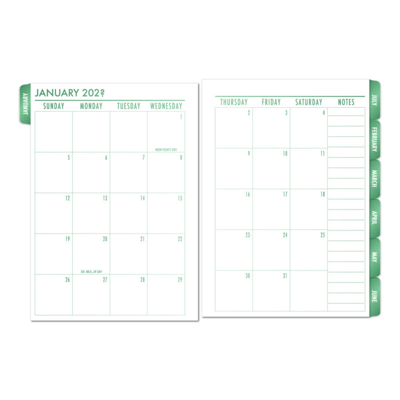 Month on 2 Pages Tabbed Planner Insert – Fae Grove Gradient
