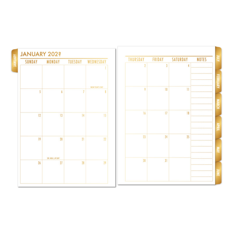 Monthly Gold Luxe layout with tabs for ease of use