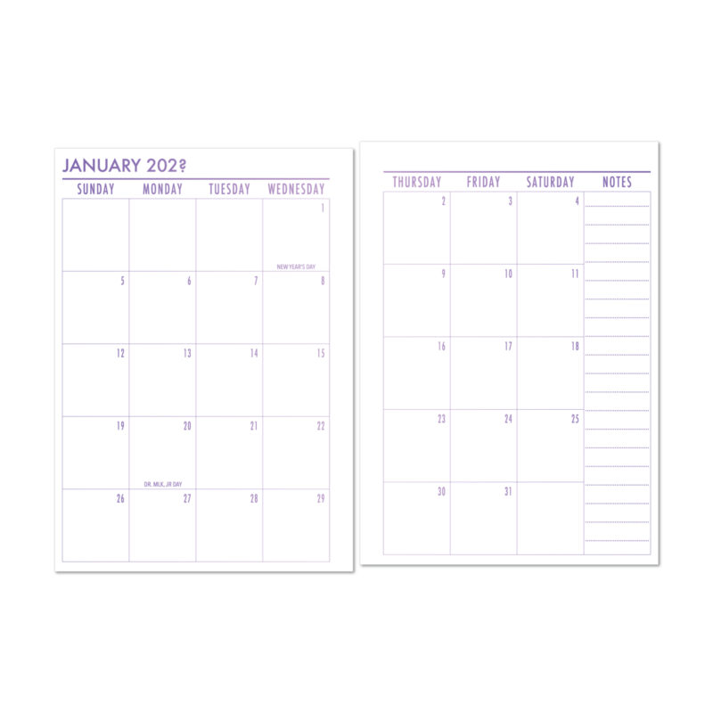Month on 2 Pages Planner Insert – Lilac Hex Gradient