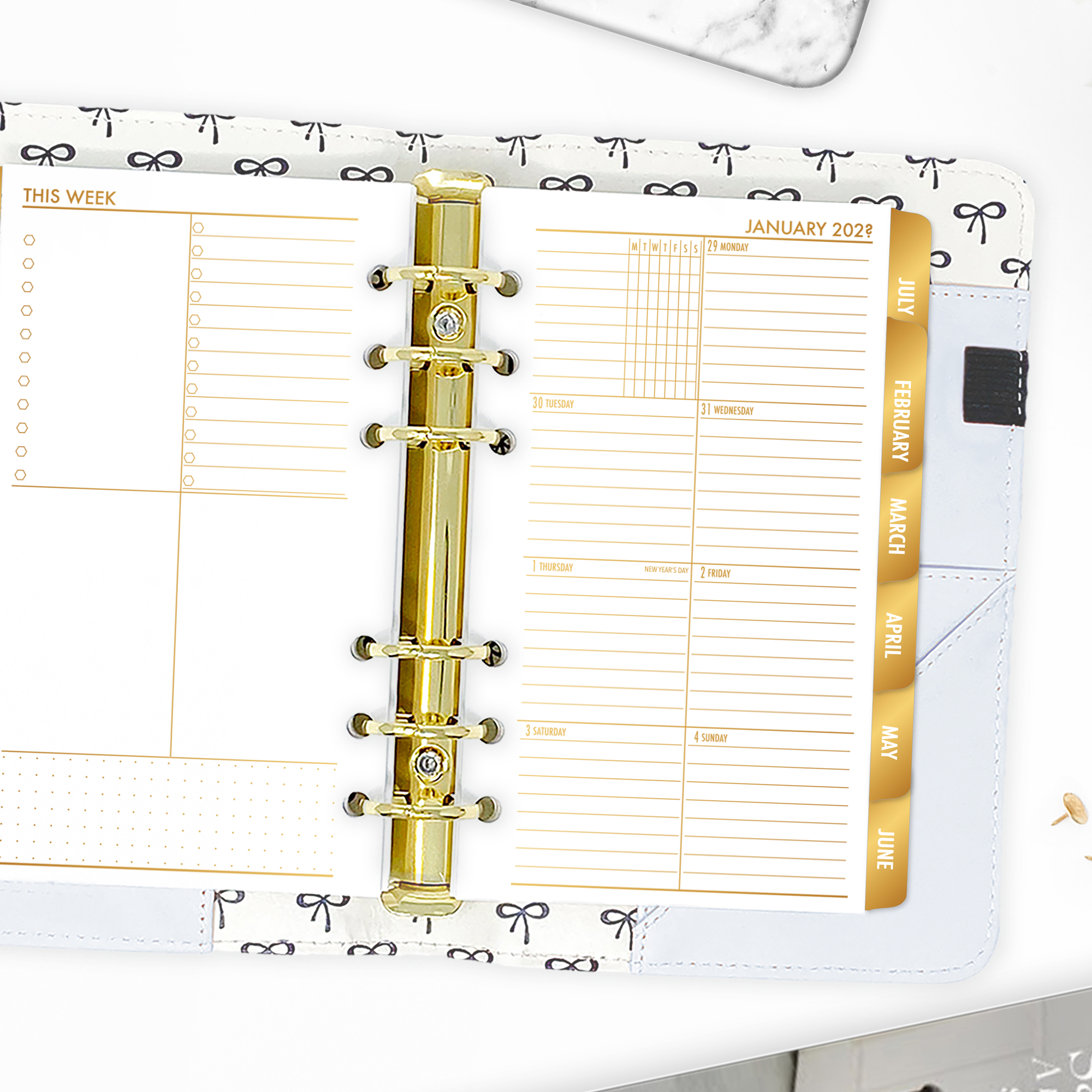 Weekly One Page + Monthly Tabbed Planner Insert - Lilac Hex Gradient (Complete Layout) - Image 10