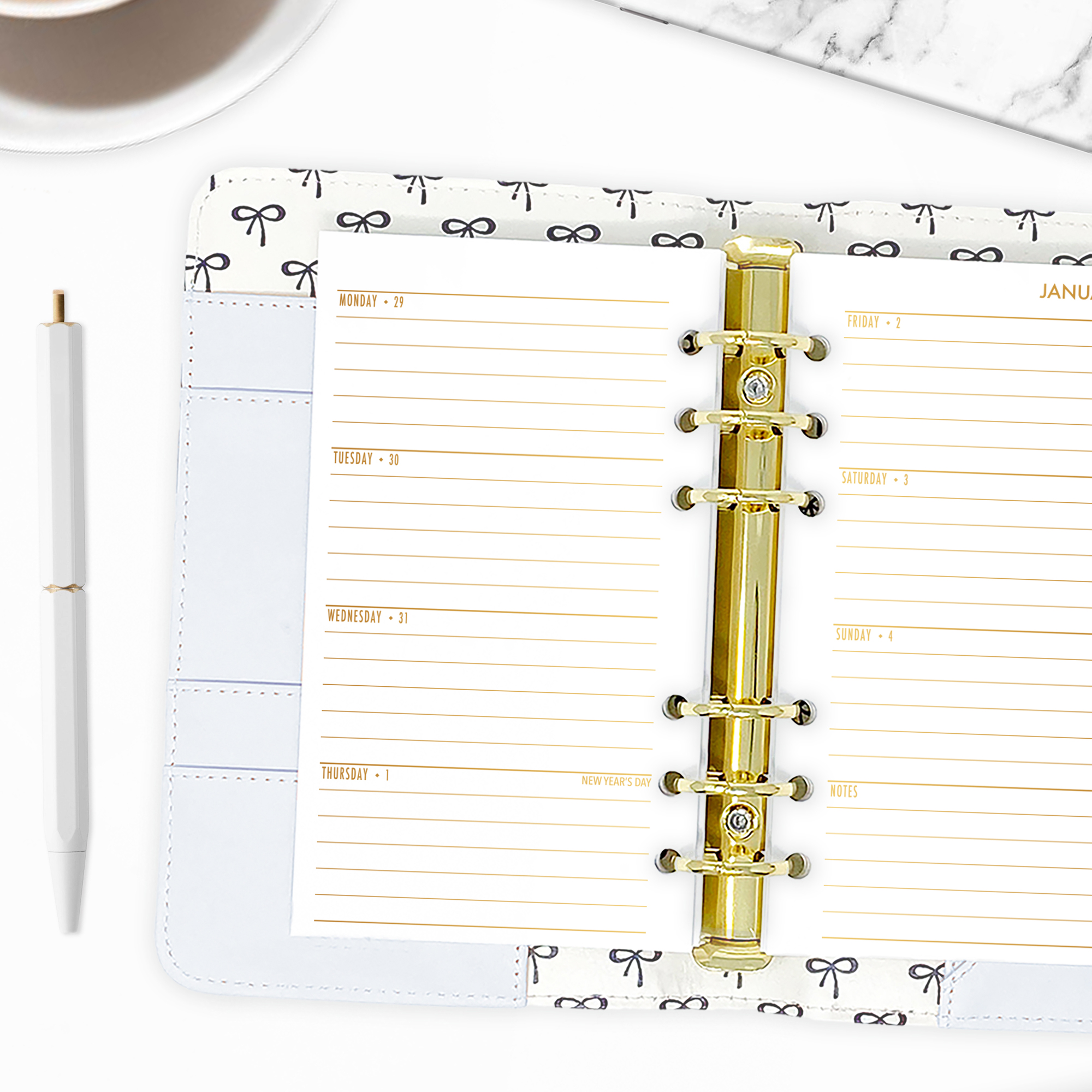 Week on 2 Pages Horizontal Planner Insert - Gold Luxe Gradient - Image 5