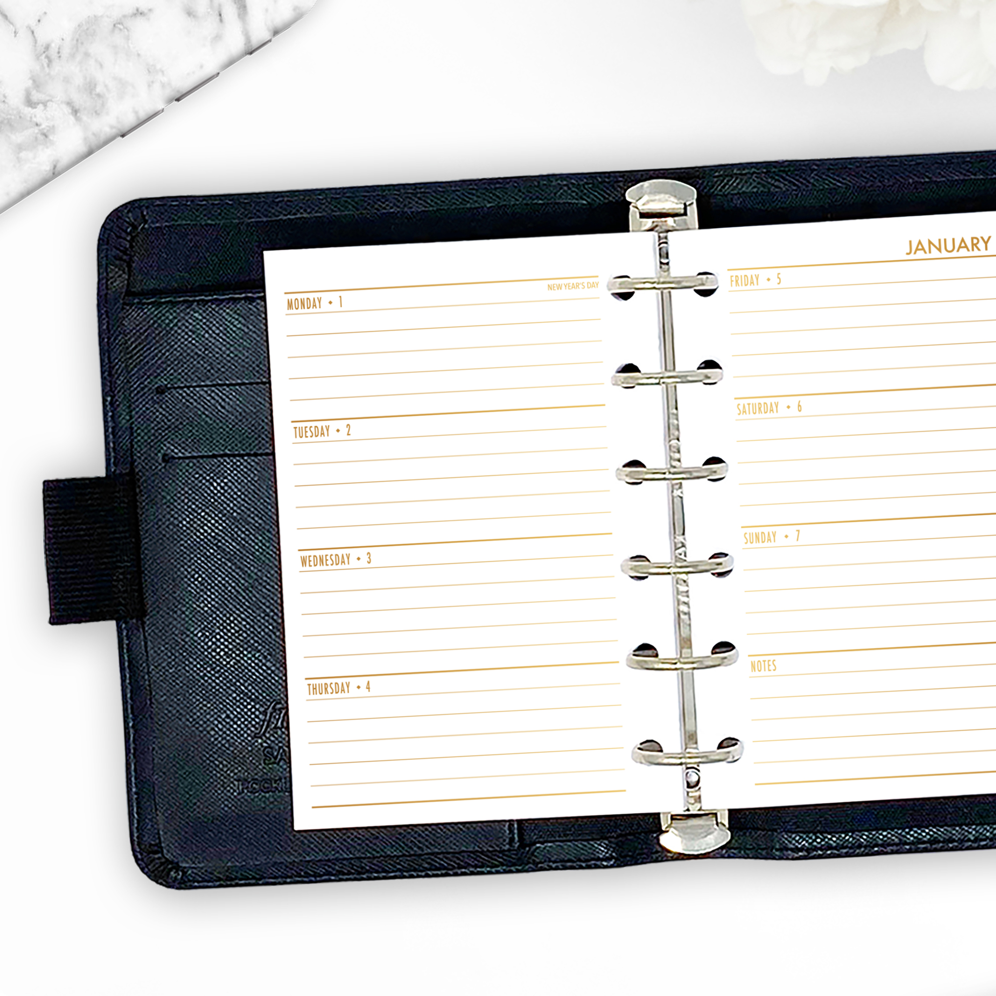 Week on 2 Pages Horizontal Planner Insert - Gold Luxe Gradient - Image 7