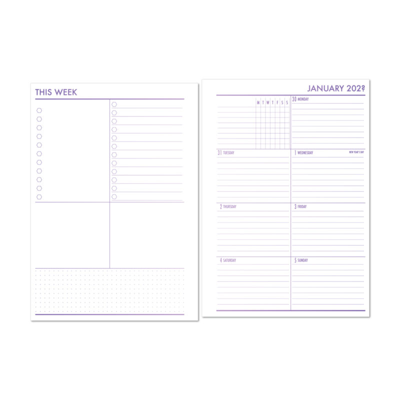 Week on 1 Page Planner Insert - Lilac Hex Gradient