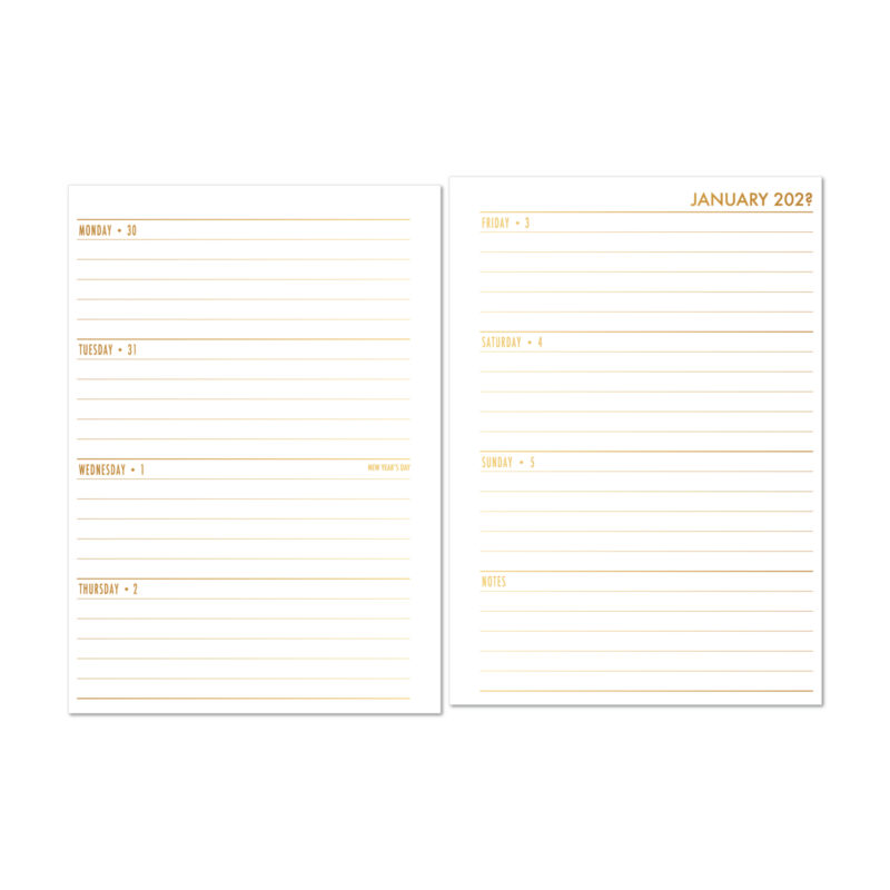 Week on 2 Page Horizontal layout in Gold Luxe Gradient colorway